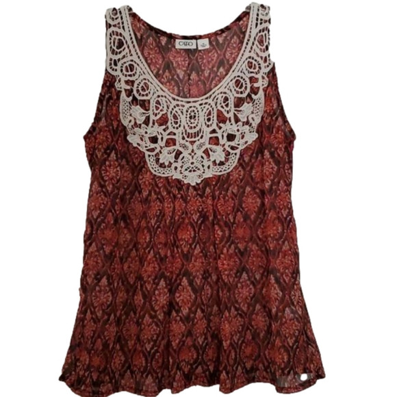 NWOT CATO Women's Floral Lace Crochet Sleeveless Blouse Size Medium - Picture 1 of 7